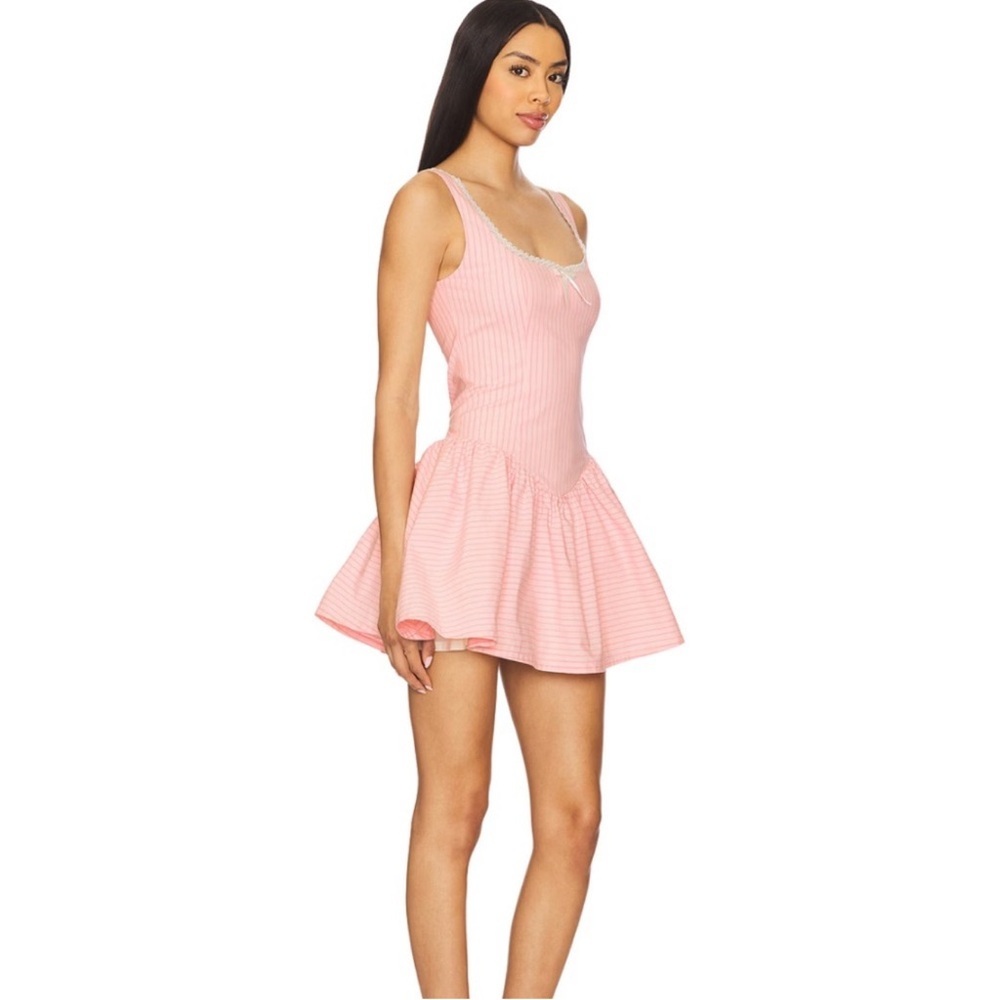 MAJORELLE Cynthia Mini Dress in Pink & White Stripe - Picture 2 of 8